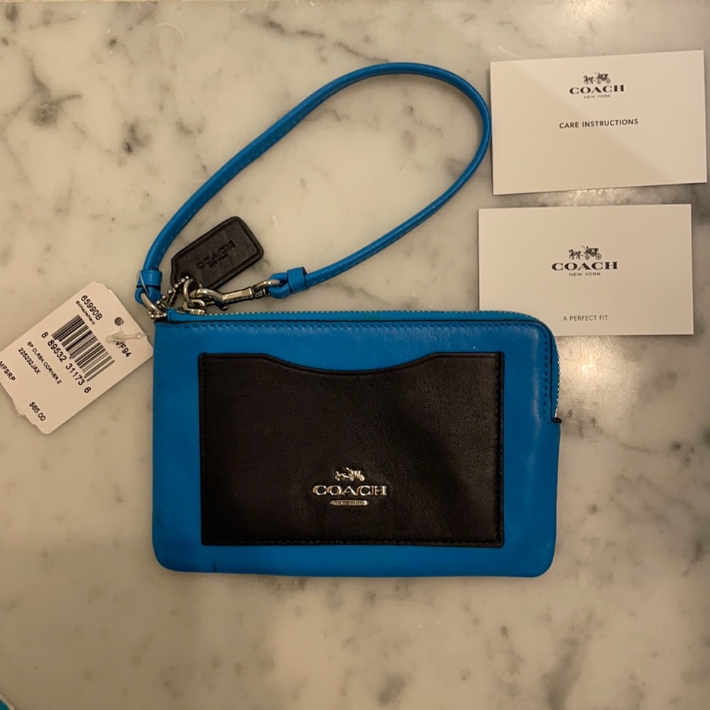 Blue coach wristlet